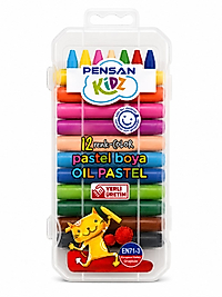 Pensan Kidz 12 Renk Yağlı Pastel Boya Seti Çantalı Kutu