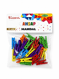 Ticon Mini Boy Renkli Ahşap Mandal 30’lu Küçük Boy