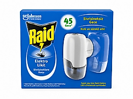 Raid Elektro Likit Sivrisinek Kovucu Cihaz ve Yedek Şişe 45 Gece Koruma