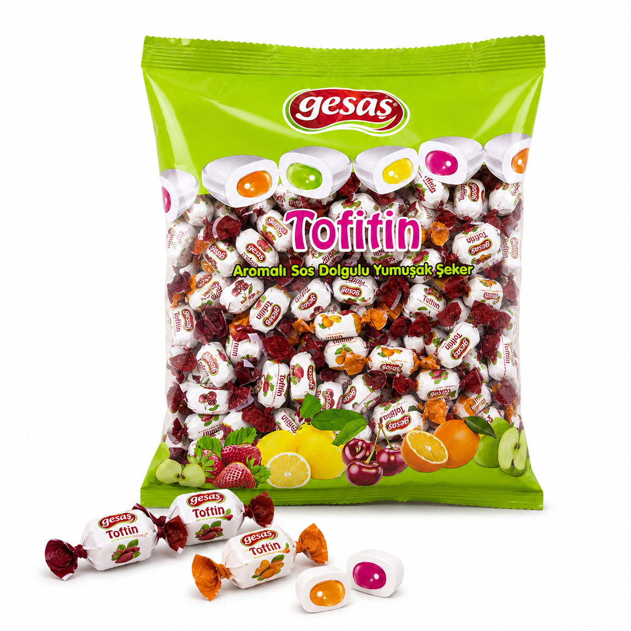 Gesas Tofitin Aromalı Sos Dolgulu Yumuşak Şeker 1 KG