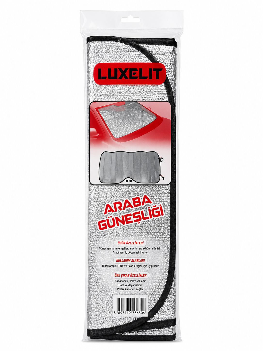 Luxelit Katlanabilir Araç Ön Cam Güneşliği Isı ve Güneş Koruyucu Oto Güneşlik