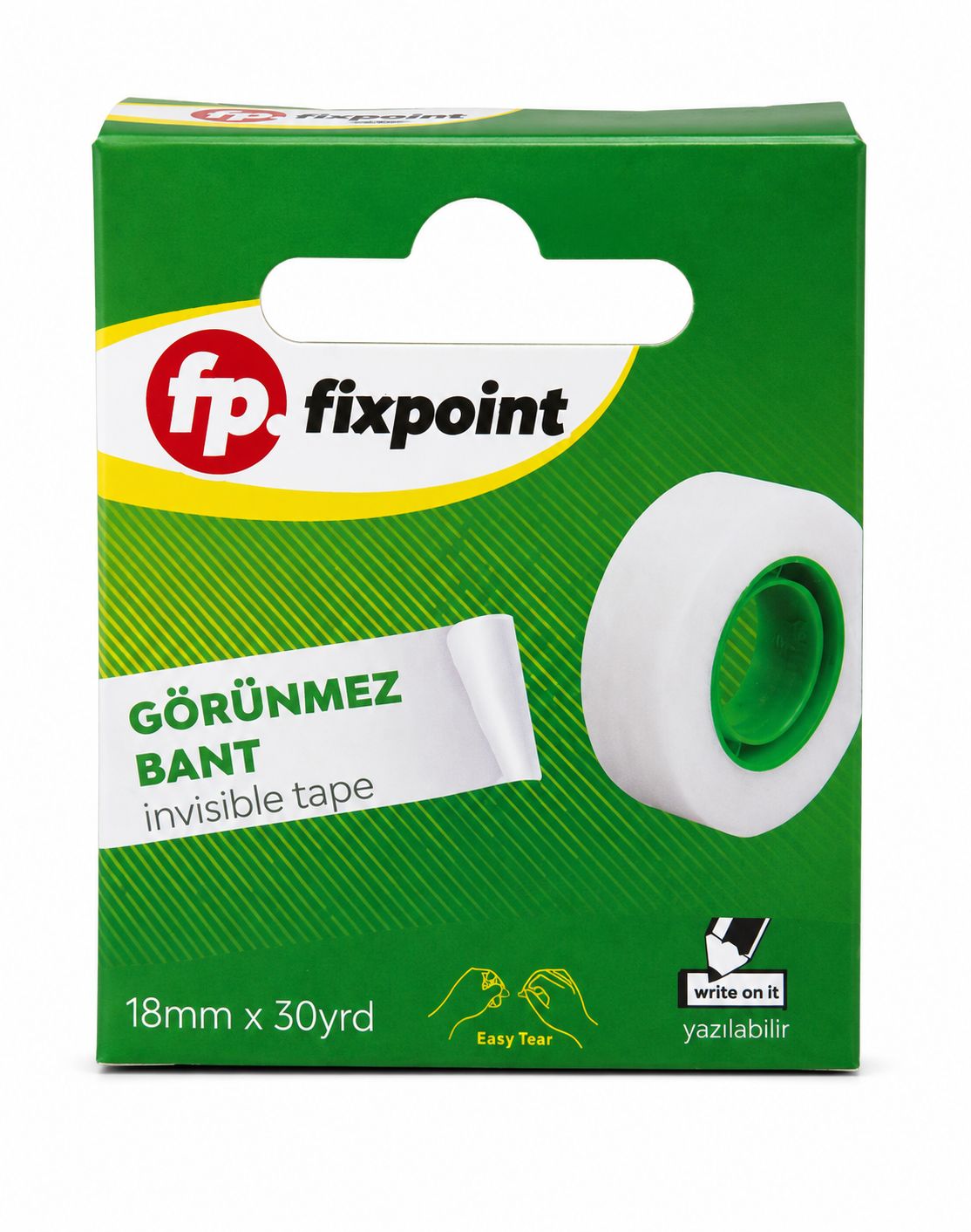 Fixpoint Görünmez Bant 18 mm x 30 Yard Yazılabilir Şeffaf Ofis Bandı