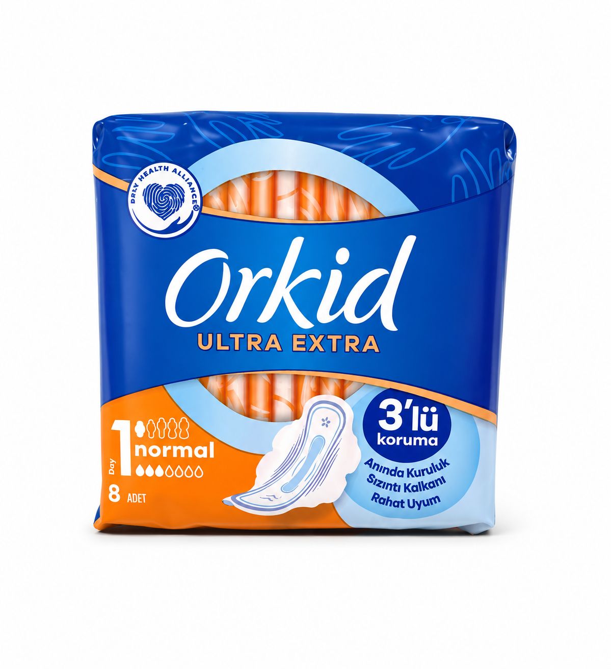 Orkid Ultra Extra Normal Hijyenik Ped 8 Adet Kanatlı Günlük Koruma