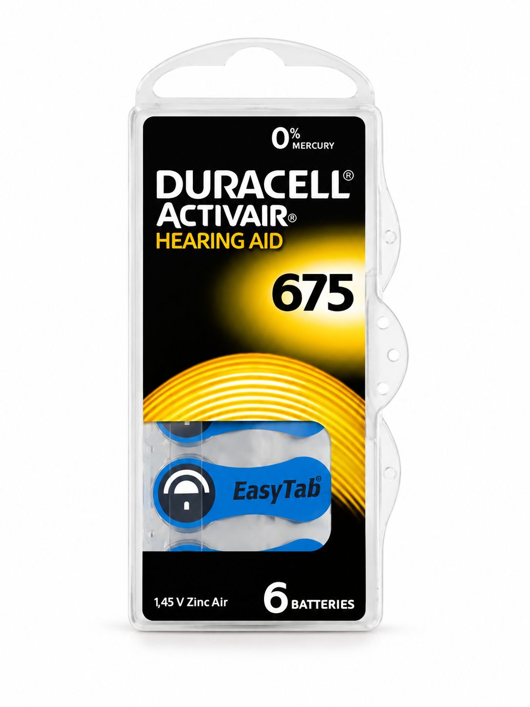 Duracell Activair 675 İşitme Cihazı Pili 6'lı Paket Zinc Air Hearing Aid Battery