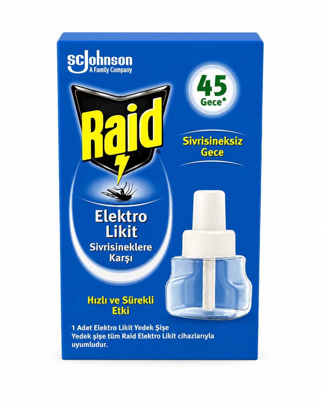 Raid Elektro Likit Sivrisinek Kovucu Yedek Şişe 45 Gece Koruma