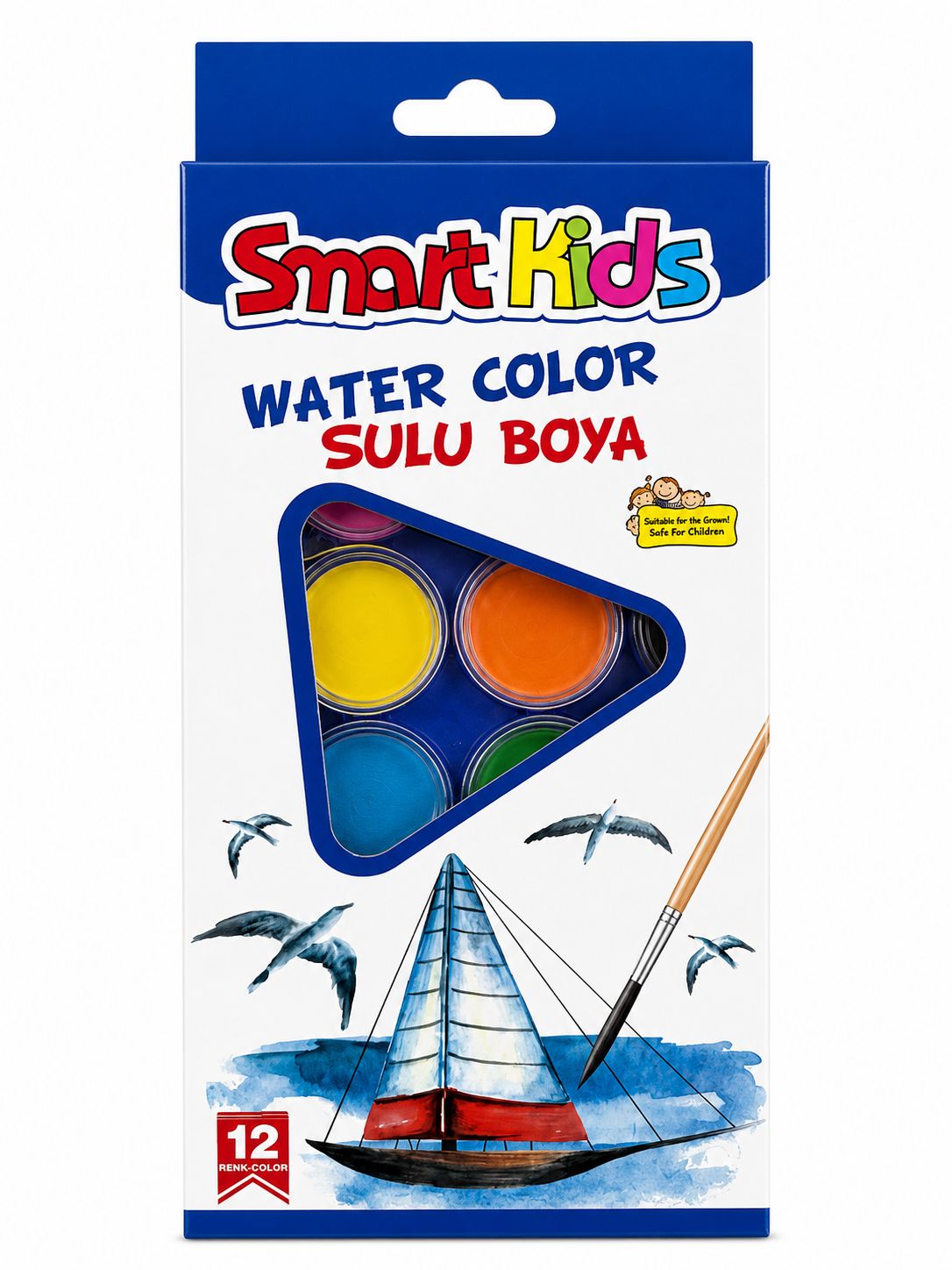 Smart Kids 12 Renk Sulu Boya Seti Fırçalı Çocuk Boyama Seti