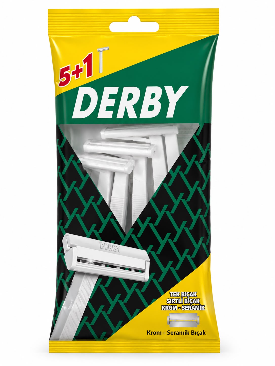 Derby Tek Bıçaklı Tıraş Bıçağı 5+1 Adet Krom Seramik Bıçaklı