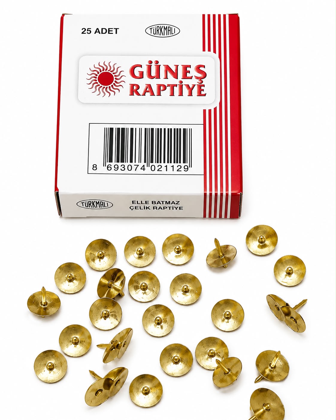 Güneş Çelik Raptiye 25 Adet Pirinç Renkli Raptiye